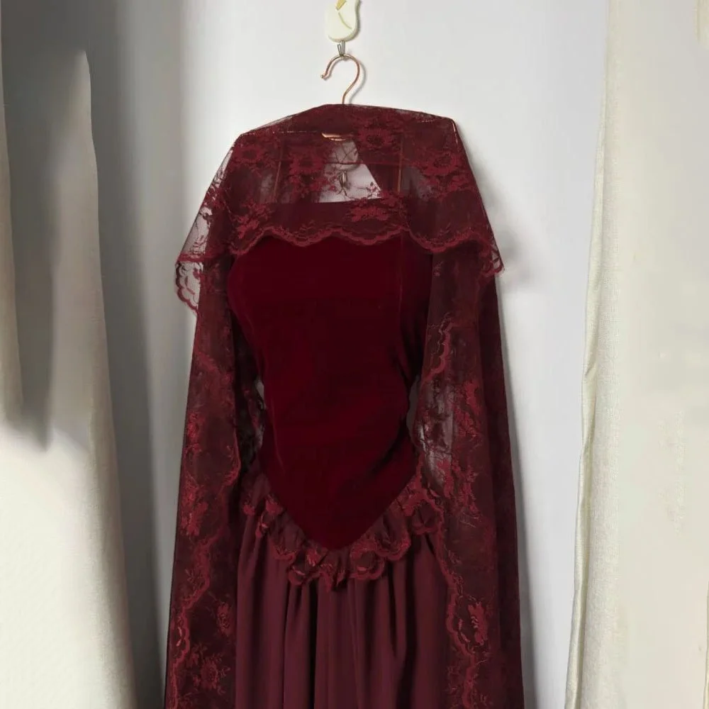 فستان سهرة مخصص برقبة عالية رائع بأكمام طويلة فساتين لحضور الحفلات الموسيقية Ruched مناسبة رسمية مزين بالدانتيل فستان حفلات رداء سواريه