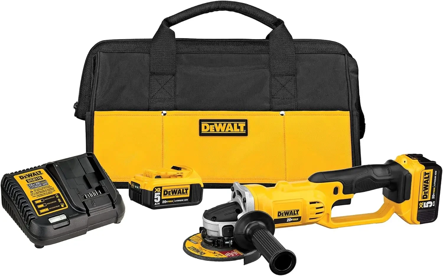 DEWALT 20V MAX* Kit de herramientas para amoladora angular, 4-1/2 pulgadas (DCG412P2)