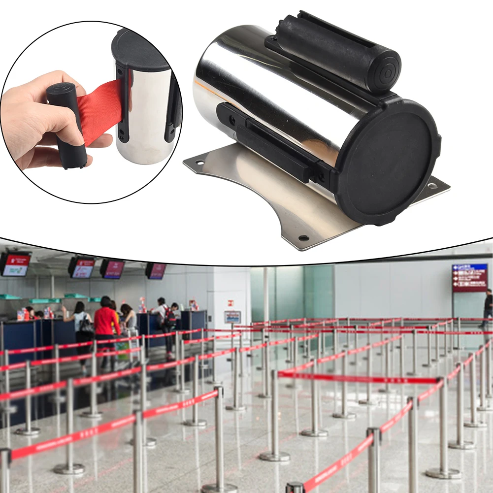 

1pc 2/5m Stainless Steel Retractable Tape Barrier Evacuation Crowd Control Wall Mounted Red Band Motion Post Queue Rope Barrier