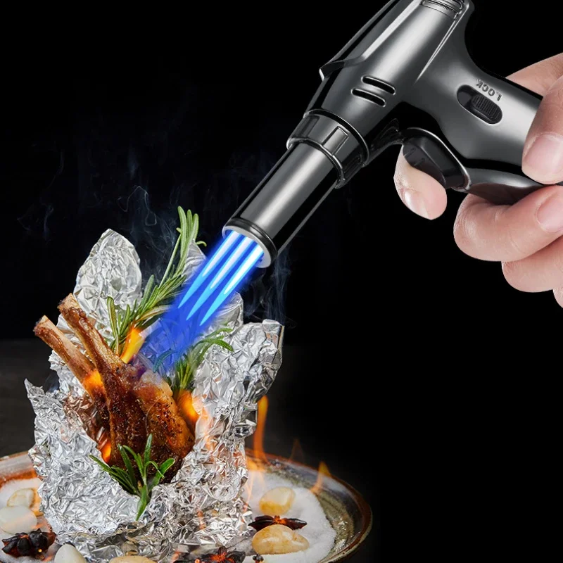 Portable Outdoor Kitchen BBQ Lighter Windproof Cigar Turbo Lighters Metal Welding Gun 1300CC Butane Gas Lighter  Ignition Tool