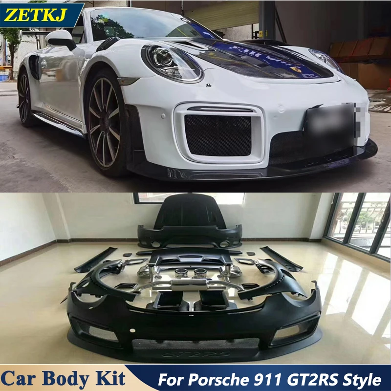 One Full Set GT2RS Style Car Body Kit FRP Material Front Rear Bumper Side Skirts Spoiler Engine Hood fender For Porsche 911 991