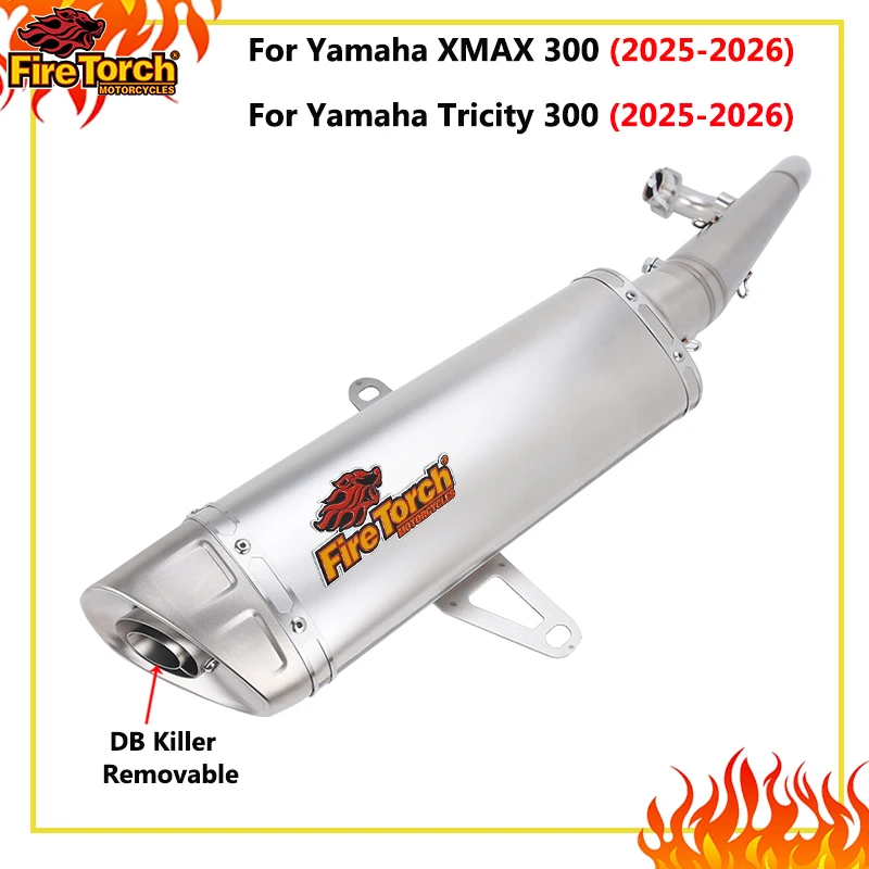 

For Yamaha XMAX 300 Tricity 300 XMAX300 2025 2026 Motorcycle Exhaust System Escape Two Sensors Header Pipe DB Killer Muffler