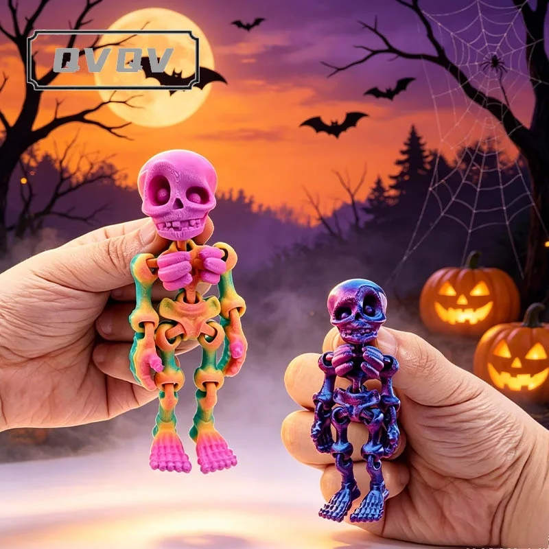 8cm/12cm 3D Printed Articulated Skeleton Action Figure Movable Articulated Skeleton Halloween Creative Figurine Handmade Gifts