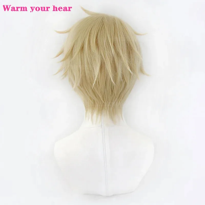 アニメ合成ロイドフォージャーコスプレショートライトリネンゴールド耐熱髪ハロウィンパーティートワイライトユニセックスウィッグ + ウィッグキャップ