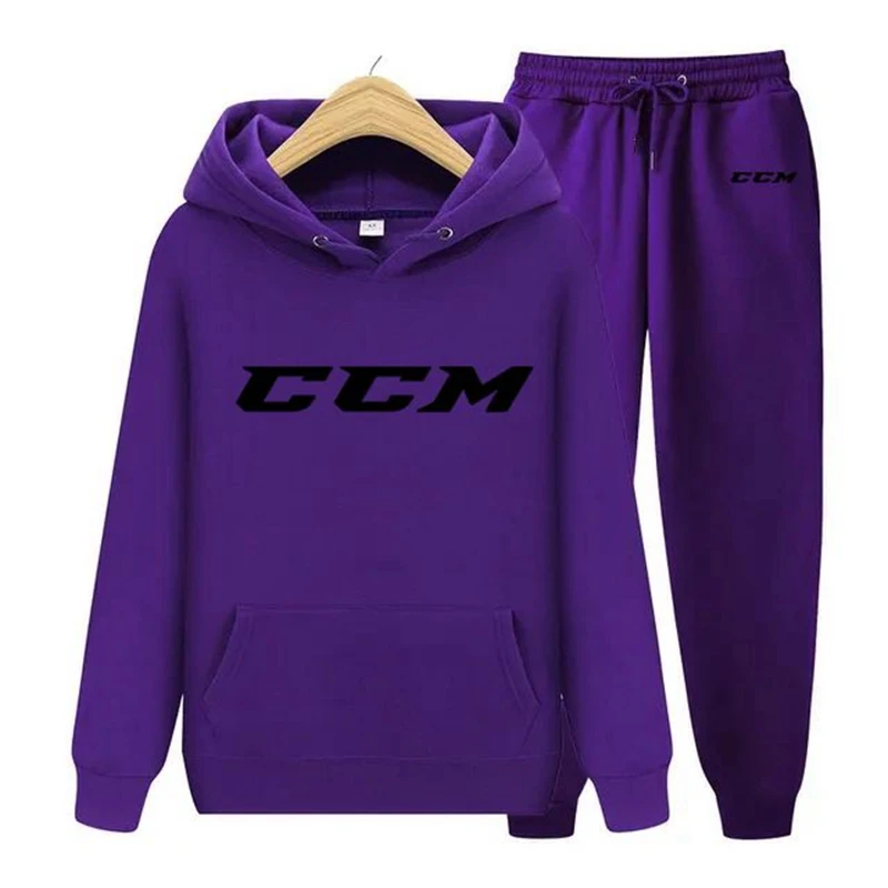 Winter Hoodie Sets CCM Men Fashion Fleece Red Hoodies Red Sports Pants Casual Jogger Suit Tracksuit Sweatshirt Woman Pullover