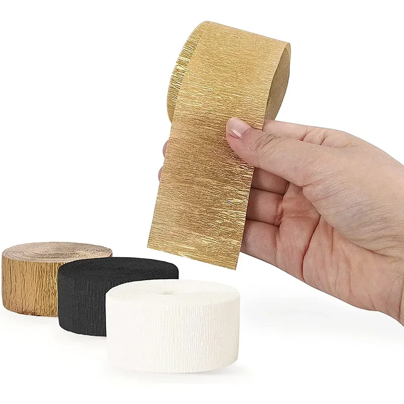 Czarne złoto Urodziny Party Streamer Rolls Dekoracja Crepe Paper Złota girlanda na Boże Narodzenie Nowy Rok Baby Bridal Shower Backdrop Decor — zdjęcie 6