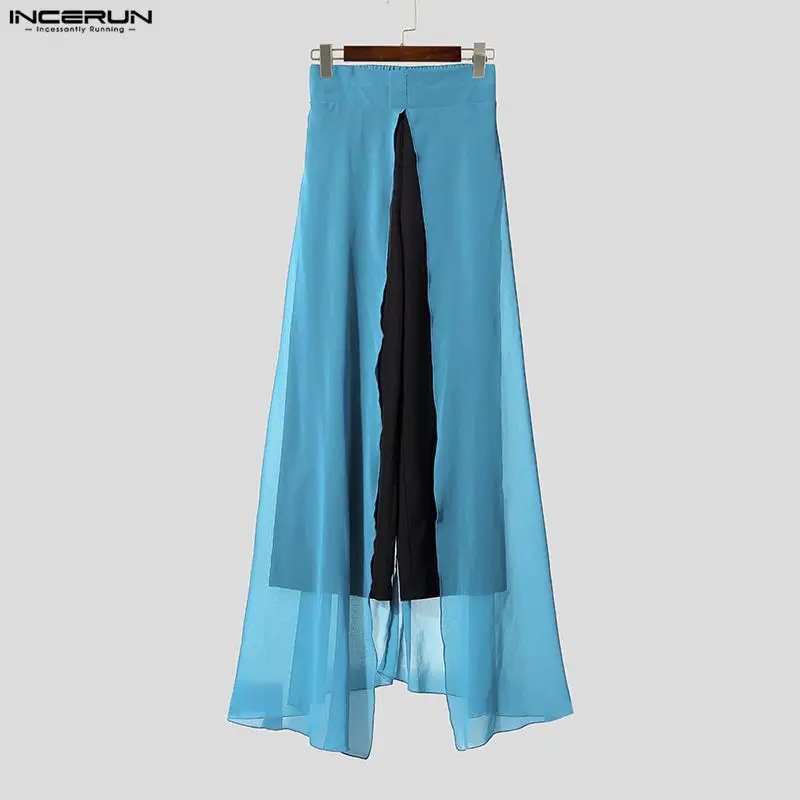 INCERUN الرجال السراويل شبكة المرقعة مرونة الخصر ركض غير النظامية السراويل الرجال الشارع الشهير موضة السراويل الطويلة غير رسمية شخصية #1