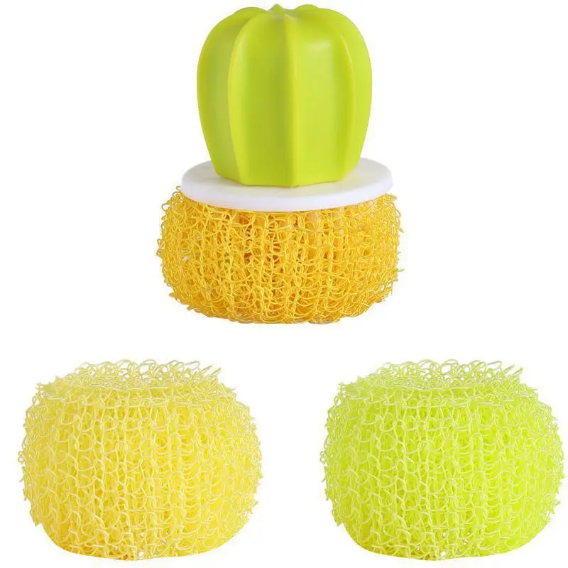 Dishwashing brush Kitchen cactus nano cleaning ball does not drop silk New dishwashing pot with handle home helper