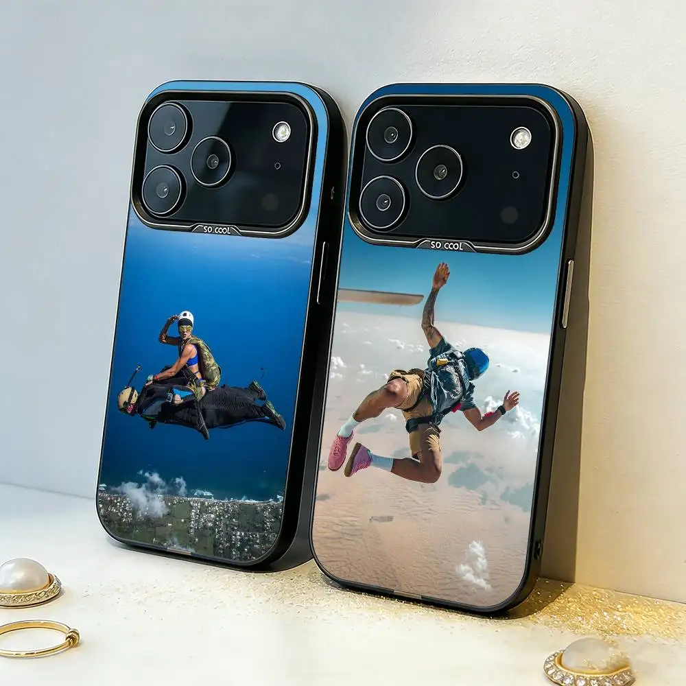 

W-Wingsuit F-Freedom Phone Case For iPhone17,16,15,14,13,12,11,Pro,MAX Gray Matte Silicone Black Cover