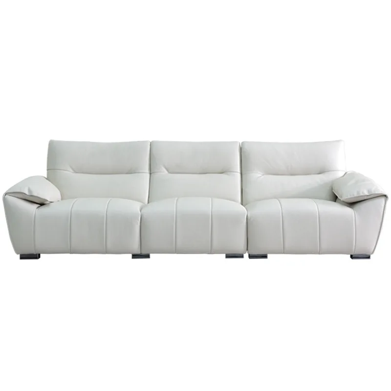 Moderne simple trois personnes rangée droite sable + riz blanc petit appartement crème