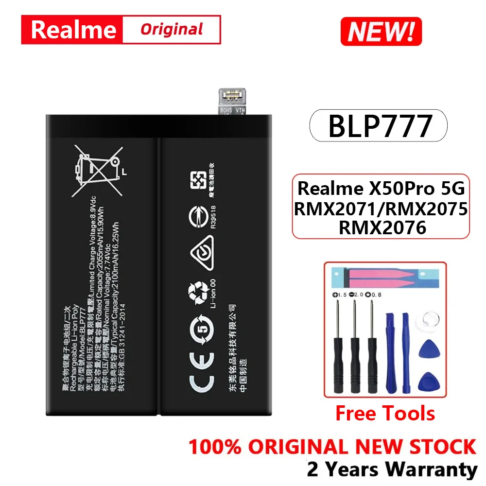 100% New Original BLP777 Battery For Oppo Realme X50 Pro 5G RMX2075 RMX2071 RMX2076 Batteries With Free Gifts