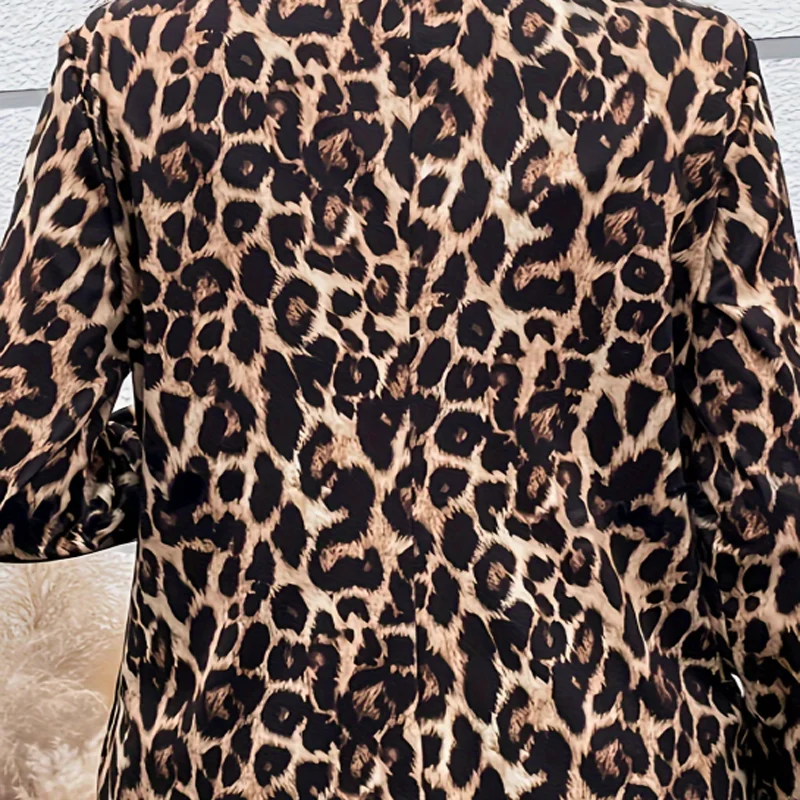 Stylish Leopard Print Lapel Suit Jacket