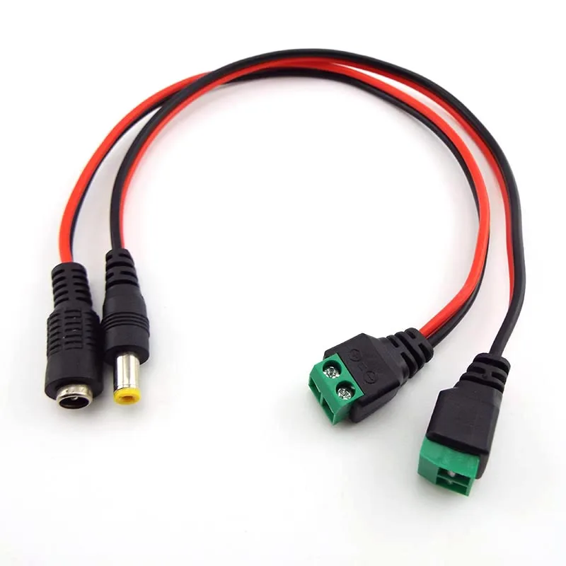 Kabel z wtyczką płci męskiej 12V DC do 5,5x2,5mm wtyczka DC Adapter złącza przedłużenia kabel dla kamera telewizji przemysłowej listwa oświetleniowa LED