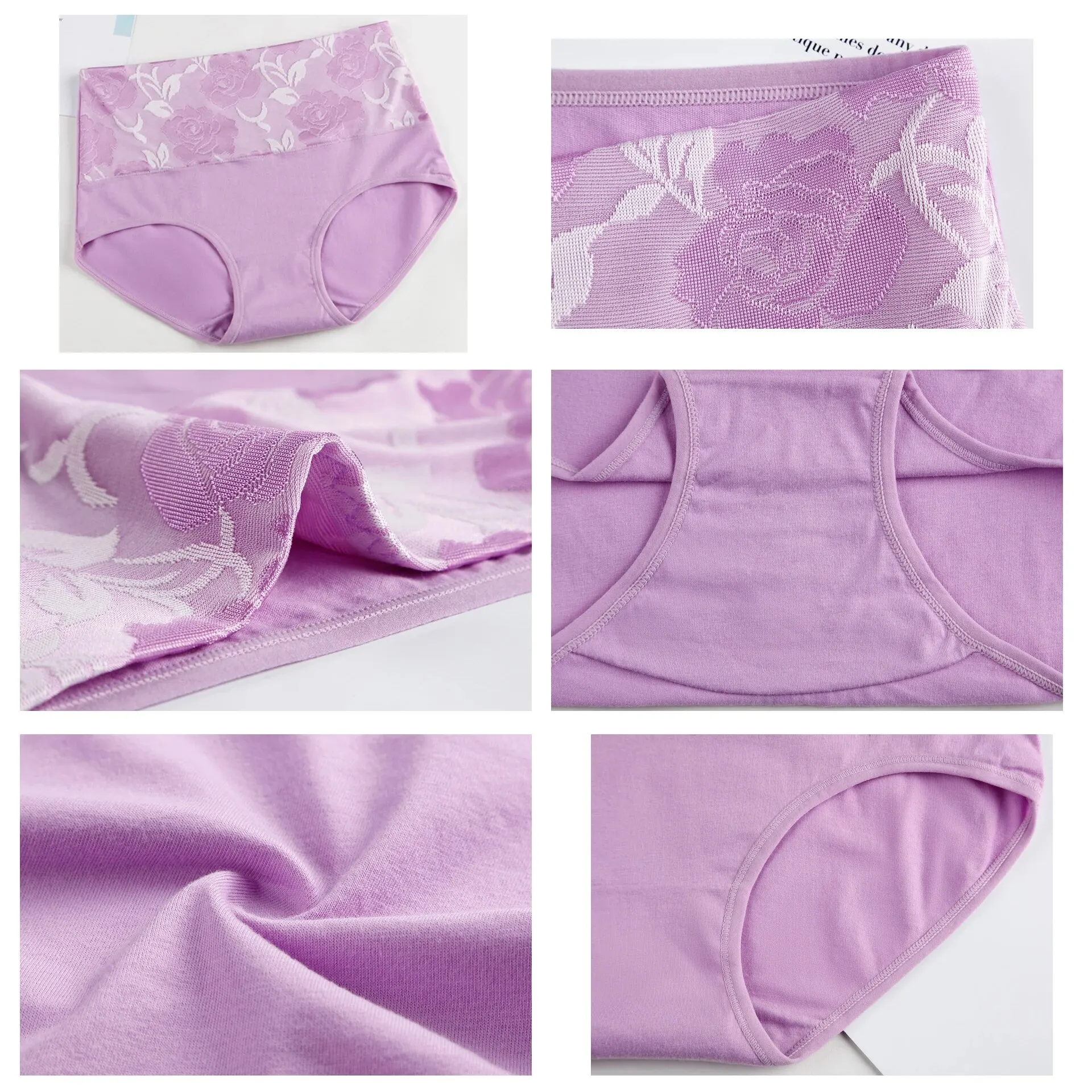 3Pcs/Lot High Waist Panties for Women Cotton Plus Size Underwear Female Print Flower Briefs Ladies Shapers Soft Sexy Lingeries