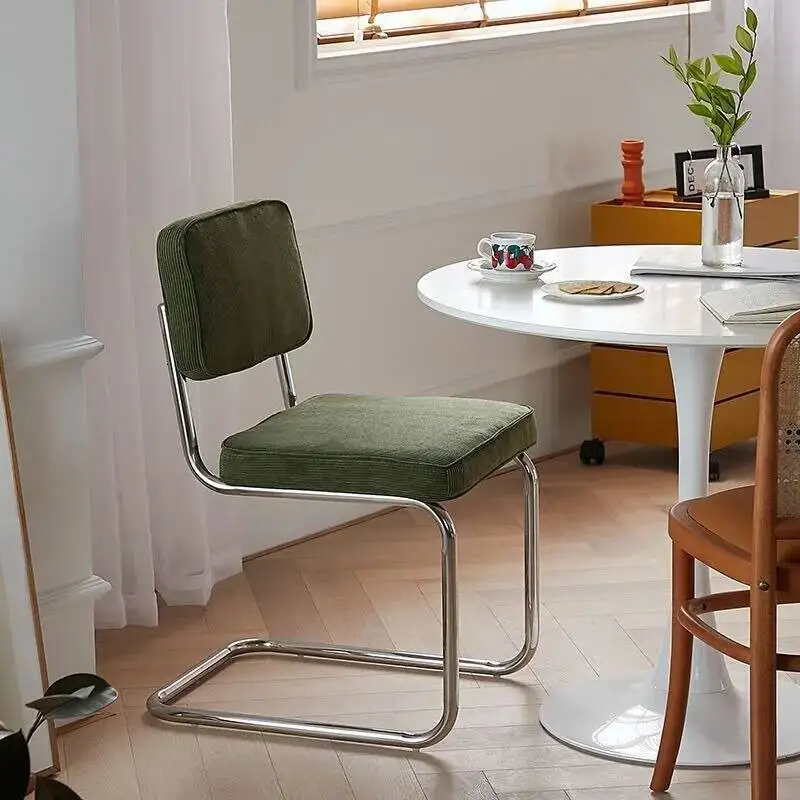 Chair Nordic Corduroy Mid-Century Dining Chair, Viral Retro Backrest Seat for Café & Home Lounge Single Sofa Living Room