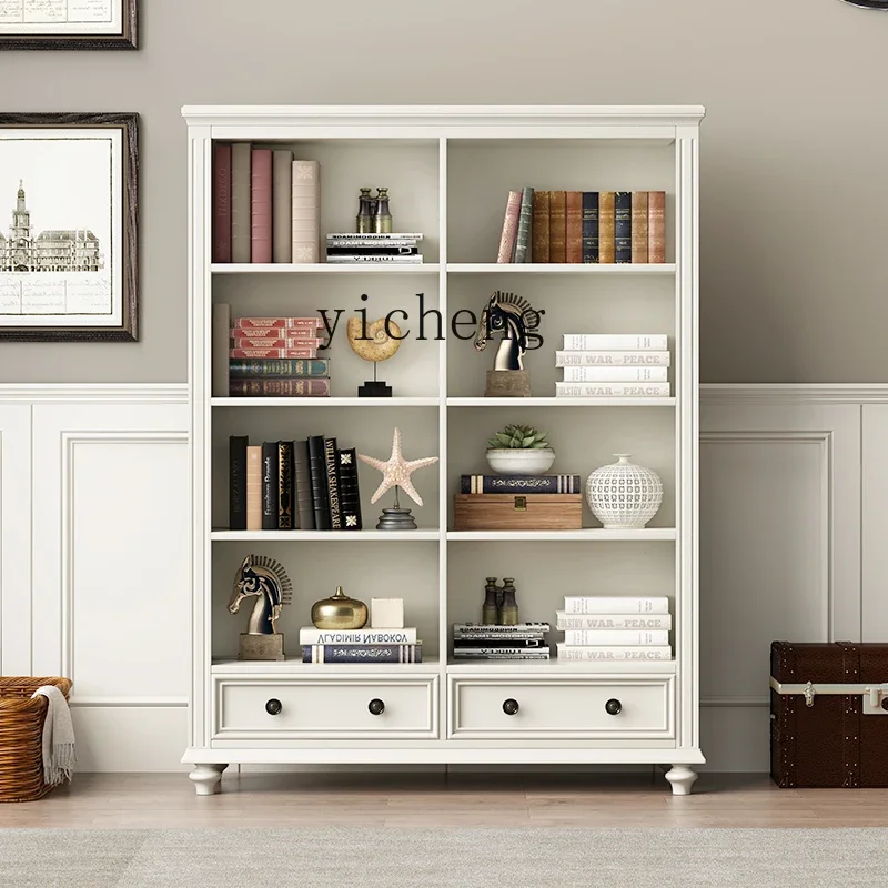 

solid wood bookcase bookshelf storage rack American home wooden bookcase