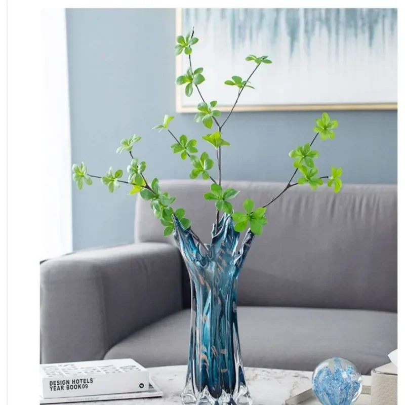 Modern light luxury blue glazed vase art ornament living room model room flower arrangement coffee table dining table decorative