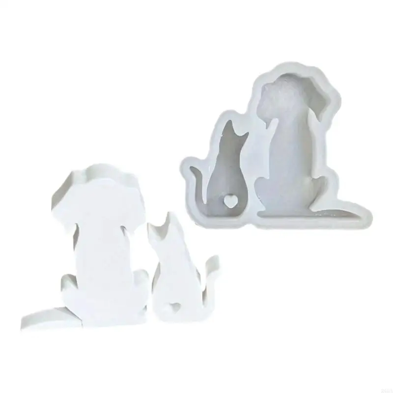R66A Lovely Animal Molds Dog and Cats Silicones Mould Ornament Molds Casting Mould Craft Supplies for Home Decorations