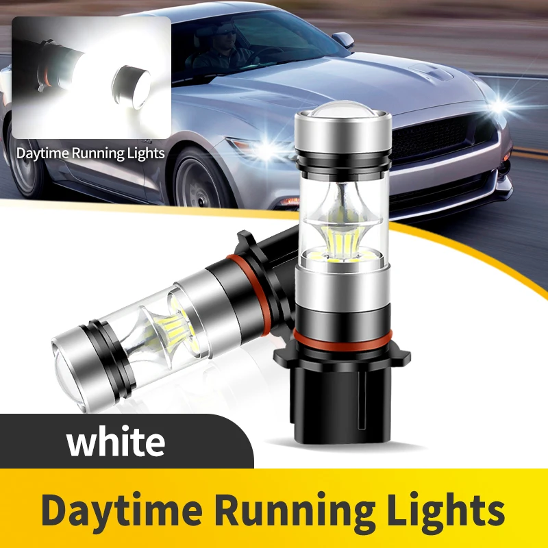 

2PCS P13W LED Bulbs Daytime Running Lighting DRL Driving Fog Lamp For Ford Mustang 2015-2017 White Signal Lamps Car Accessories