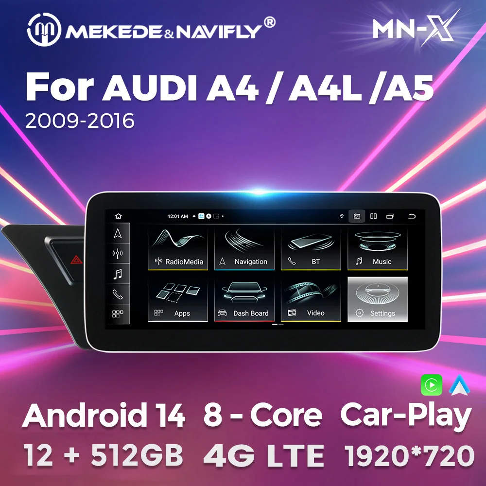 Autoradio multimédia MEKEDE EU Warehouse pour Audi A4 A4L B8 A5 2009-2018 Android Carplay Auto 4G DSP GPS Navigation WIFI