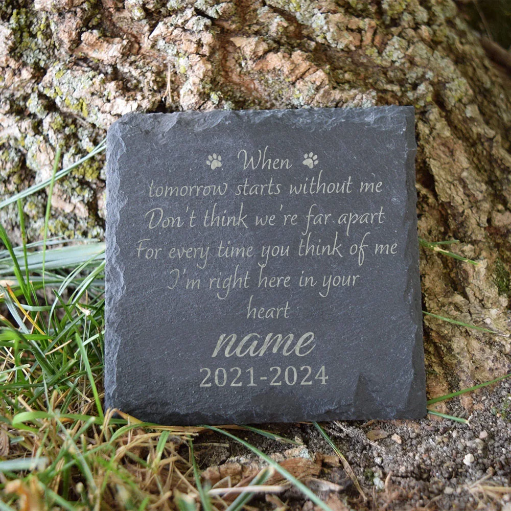 Pet Memorial Gift Custom Pet Memorial Garden Stone Slate Engraved Garden Slate with Dog Name Dog Loss Gifts