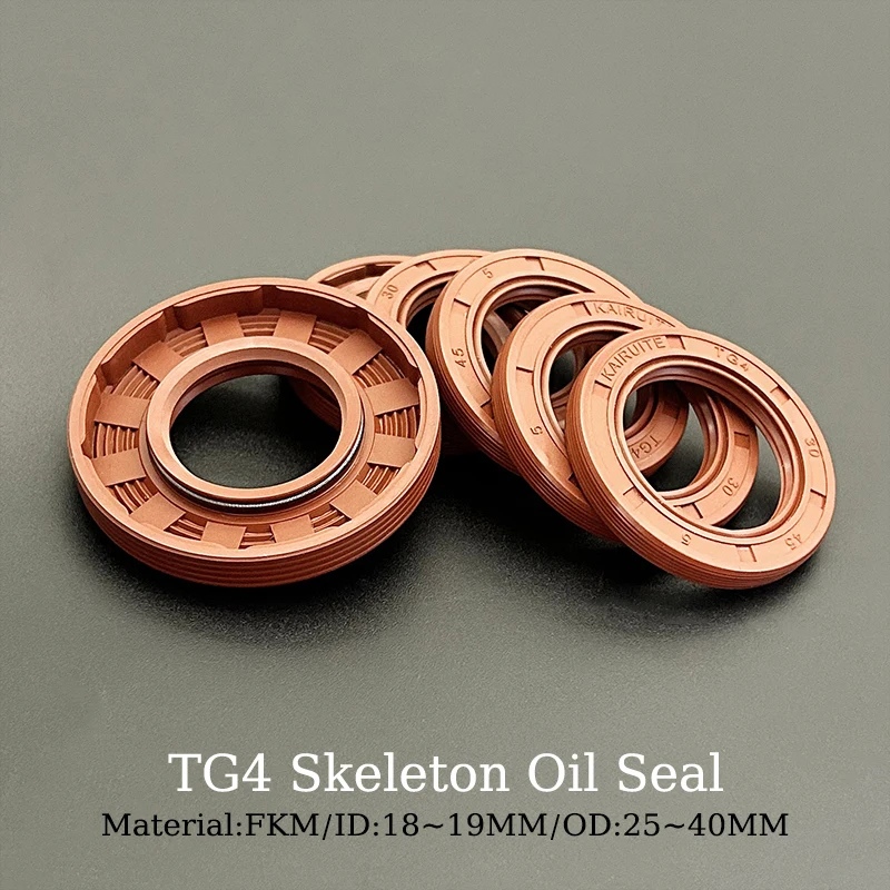 ID 18mm~19mm OD 25~40mm FKM Fluororubber TG4 Skeleton Oil Seal with Wear/Oil/high temperature Resistance for Long Service Life