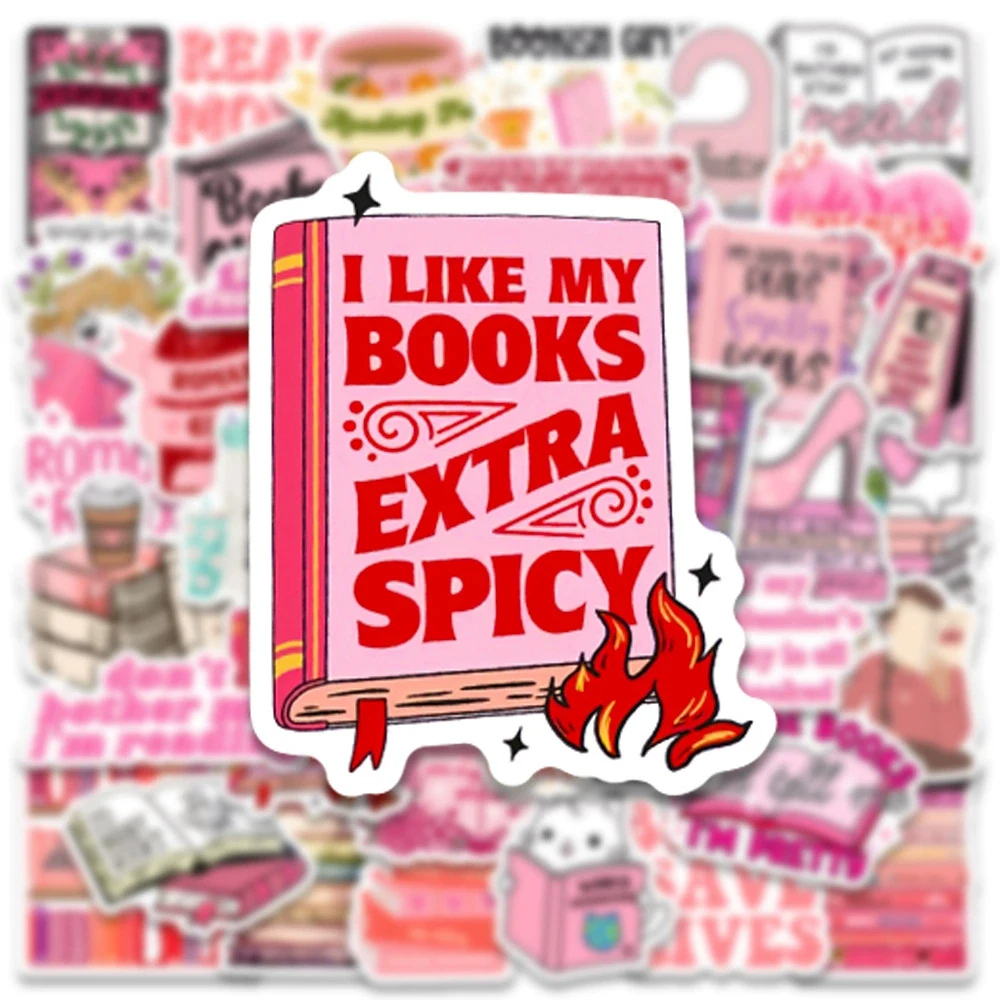 

10/30/50pcs Cute Pink Bookish Graffiti Stickers Reading Book Decals DIY Scrapbook Phone Luggage Cartoon Creative Sticker Packing