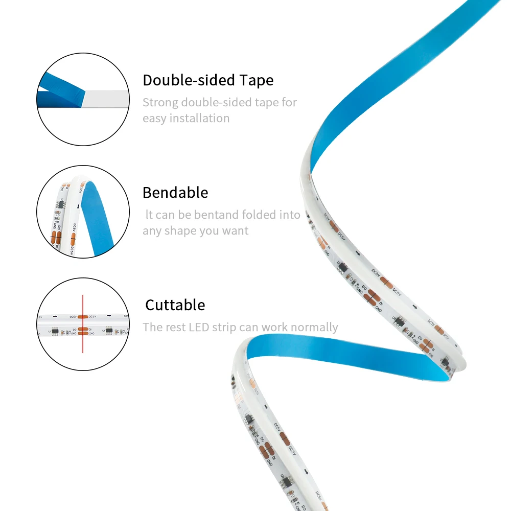 DC5V WS2811 WS2811 COB LED Light Strip WS2812B 720Leds/m High Density Flexible 10mm AddressableFCOB COB Lights Tape