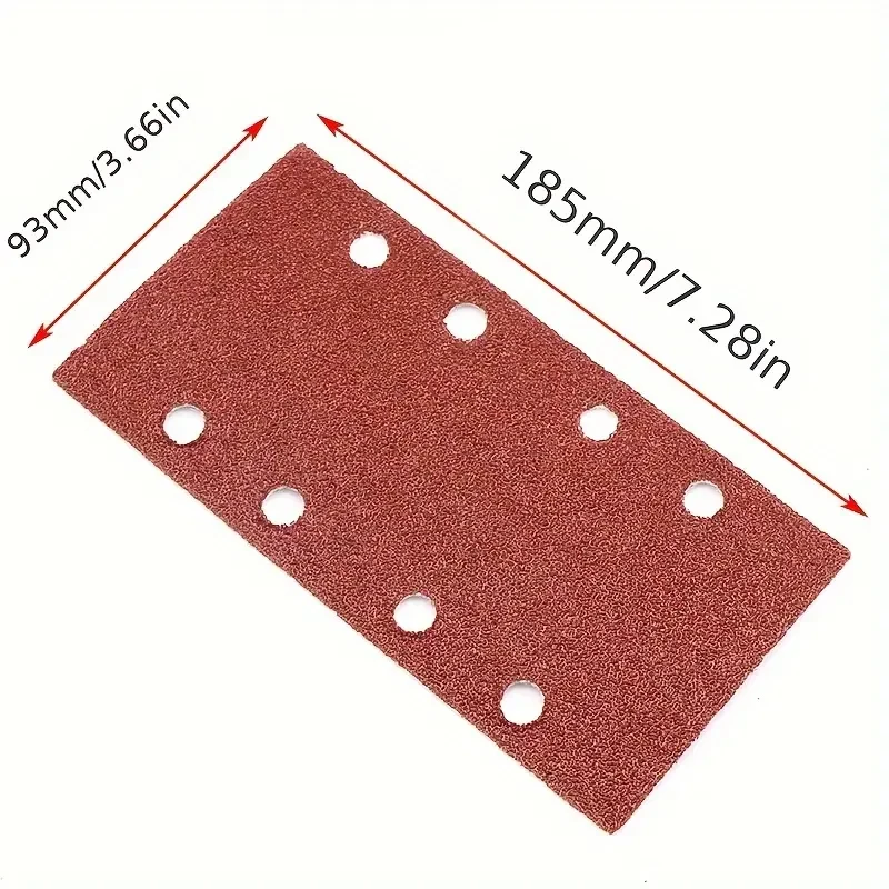 50pcs Assorted Grit Sanding Sheets Set, 93 x 185mm, 8-Hole, for Rectangular Sanders, Wood Compatible, Manual Sanding Pads