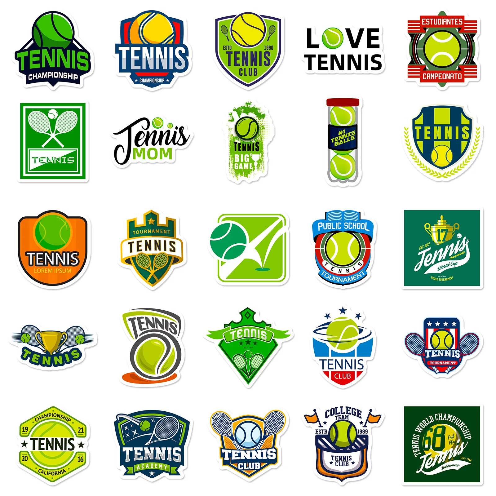 50PCS Tennis Stickers Sports Cartoon Graffiti Stationery Phone iPad Tablet Luggage Bottle Guitar Car Wall Sticker Toy Decoration