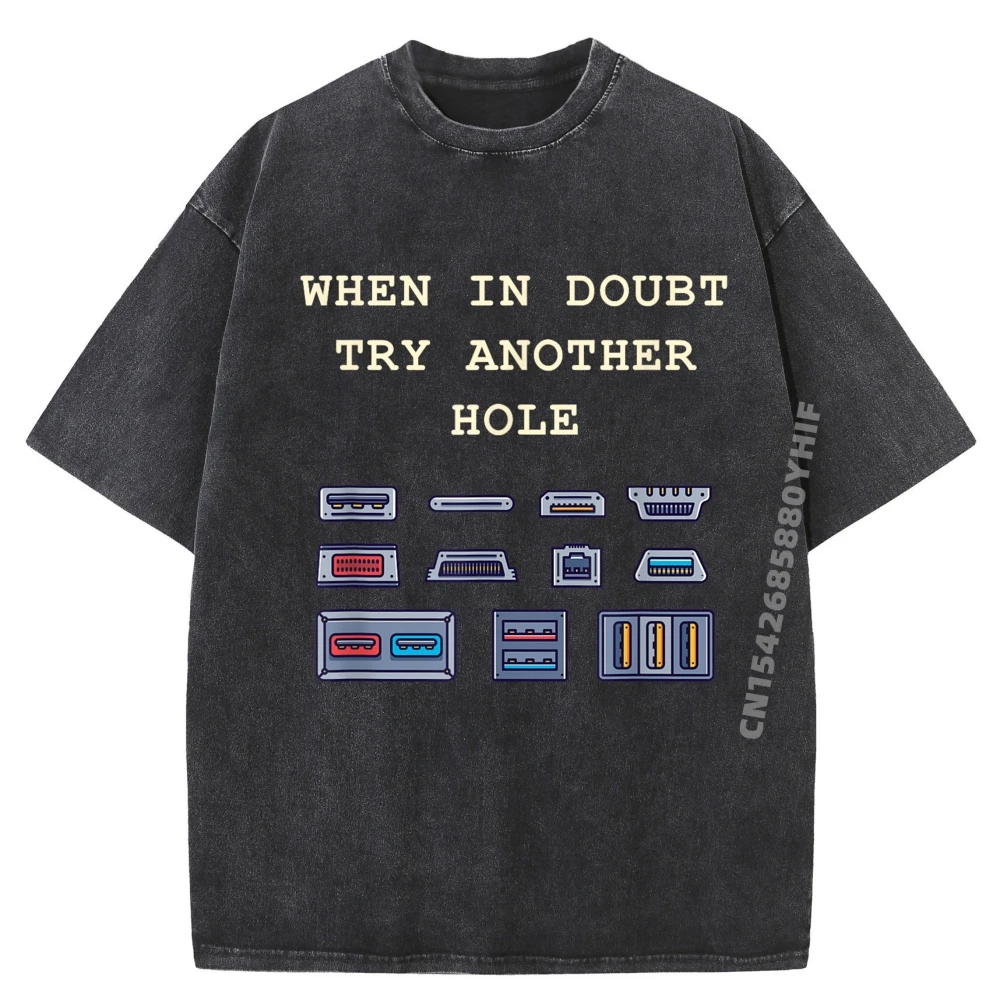 

Мужская футболка в стиле Харадзюку с графическим рисунком When In Doubt Try Another Hole, размер ЕС, удобная стираная одежда в японском стиле
