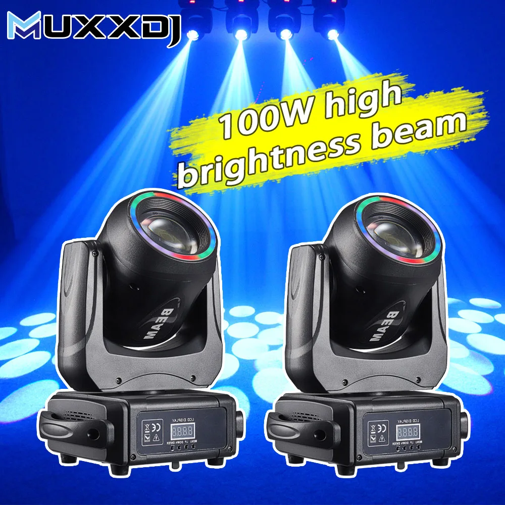 

2Pcs 100W RGB Rings LED Beam Moving Head Lights Stage Lights DJ Disco Lights For Wedding Party Live Show Stage Light