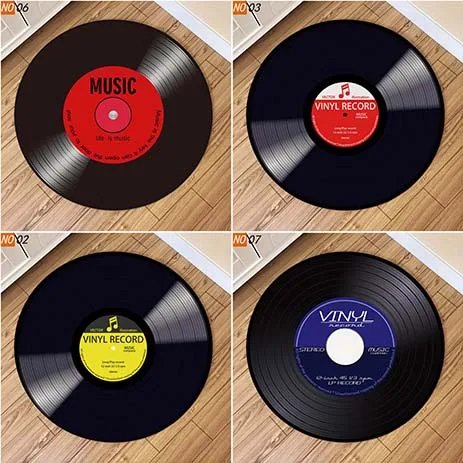 Classic music vinyl Round carpet Living Room Soft Carpet Non-slip  Chair floor mat Home decor children's room