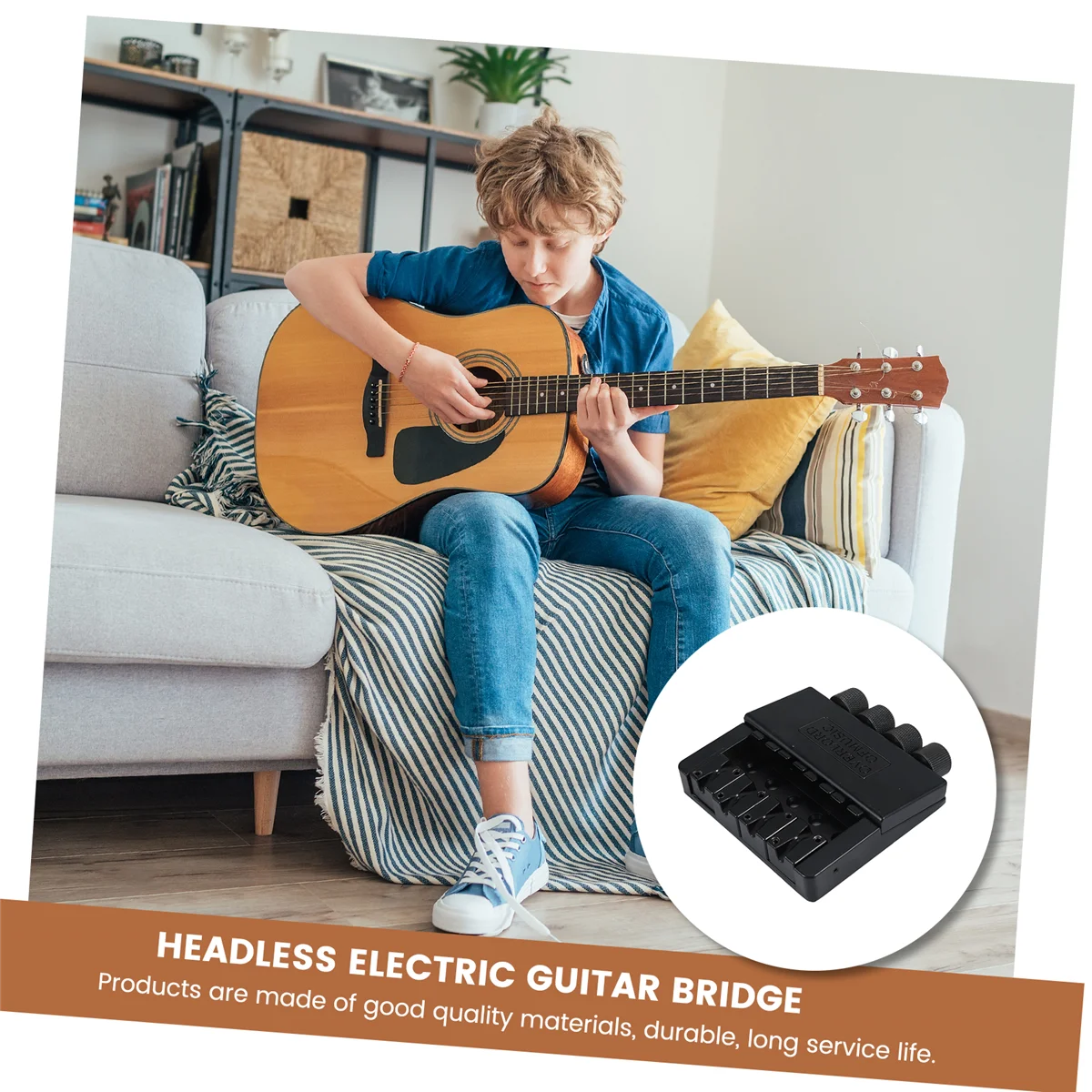 1 Set 4 String Headless Bass Guitar Bridge System Electric Bass Part for Headless Electric Bass Replacement