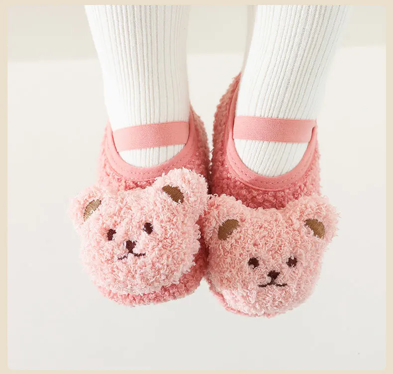 Cartoon Bear Socks Shoes for Newborn Infant Toddler Baby Autumn Winter Thick Warm Floor Socks Plush  Indoor Sox 0-3Years Old