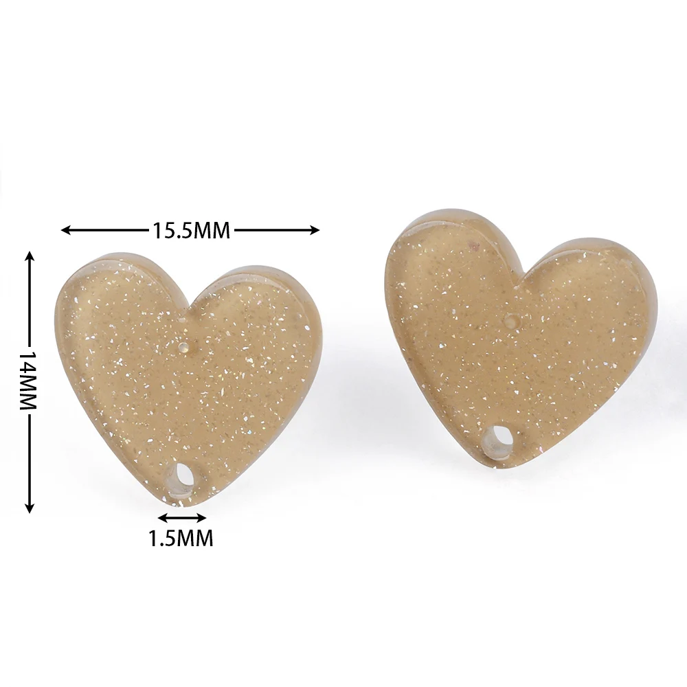 20pc/lot 14*15.5mm 925 Silver Needle Stud Earring Colorful Heart Shape  Acrylic Helix Cartilage Tragus Lobe Ear Piercing Jewelry