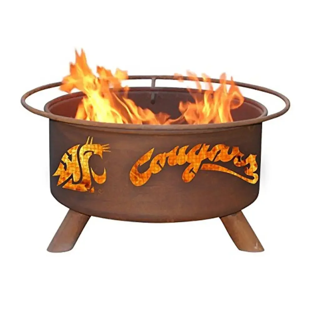 

Washington State Cougars 30" Fire Pit Natural Rust Finish Wire Mesh Design Fully Assembled Licensed Product Alloy Steel Modern