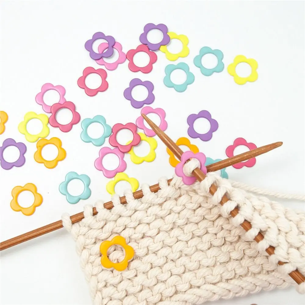 Locking Stitch Markers for Locking Flower Shape Multicolor Crochet Stitch Lock Knit Needle Clip Sewing Tool Accessories