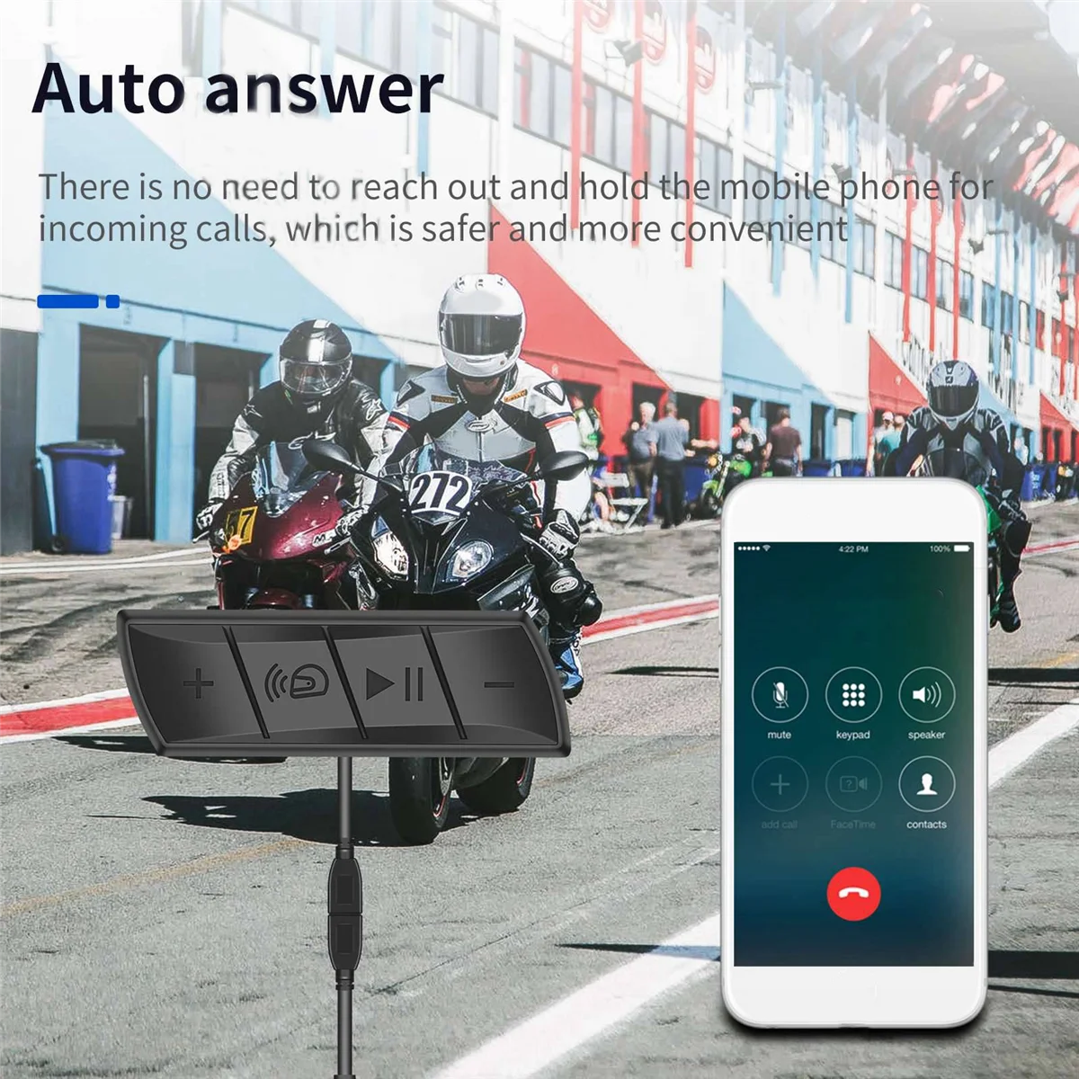 Motorcycle Helmet Headset Bluetooth 5.0 Intercom Wireless Earphone with Mic Noise Reduction Headphone