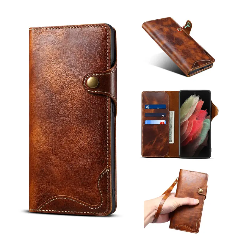 

Genuine Leather Purse Flip Cover For Samsung Galaxy S25 S24 S23 S22 S21 Ultra Plus Luxury Wallet Case Phone Card Slot Branded