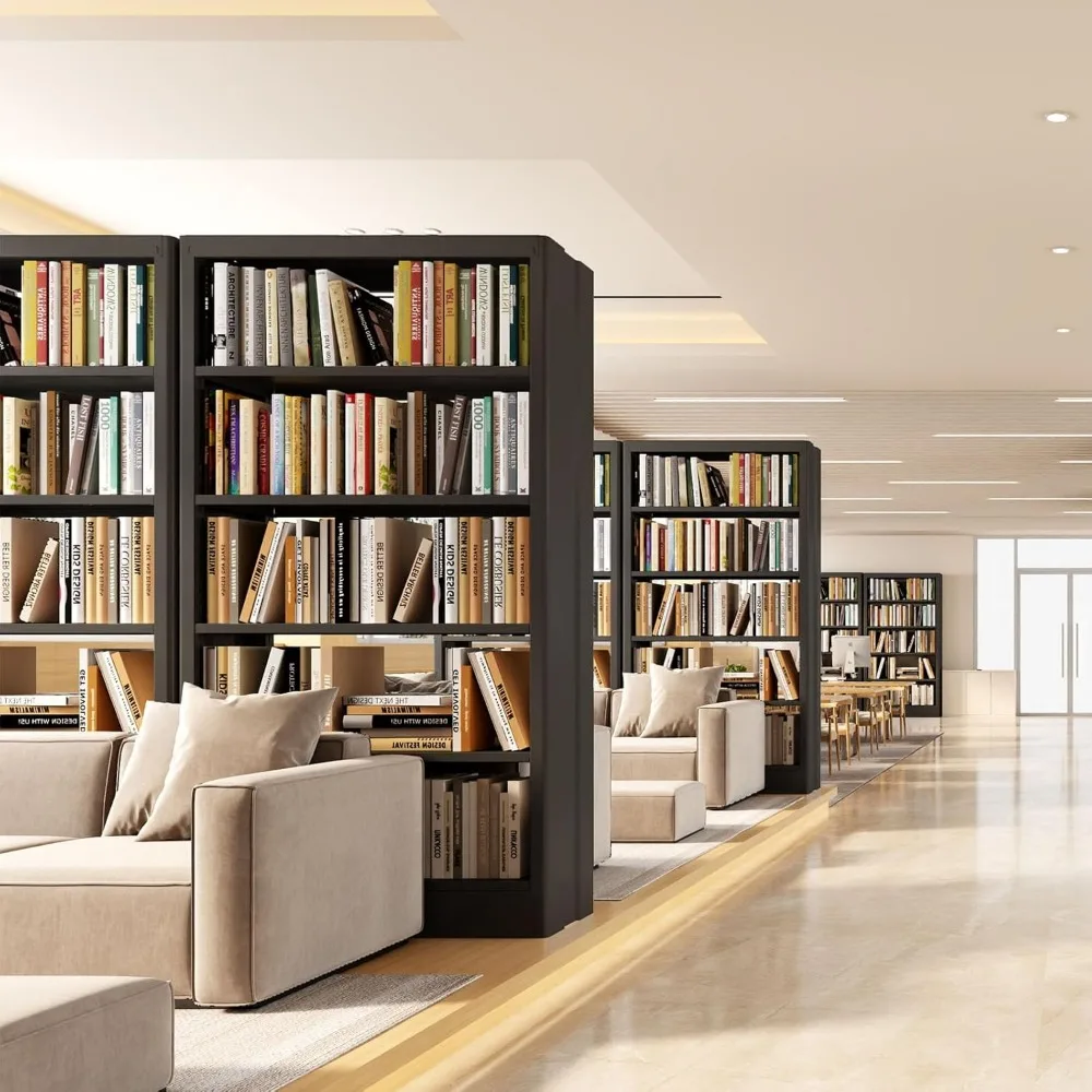 رف كتب معدني شديد التحمل مكون من 5 طبقات قابل للتعديل لتخزين المكتبة والمكتب بتصميم طويل