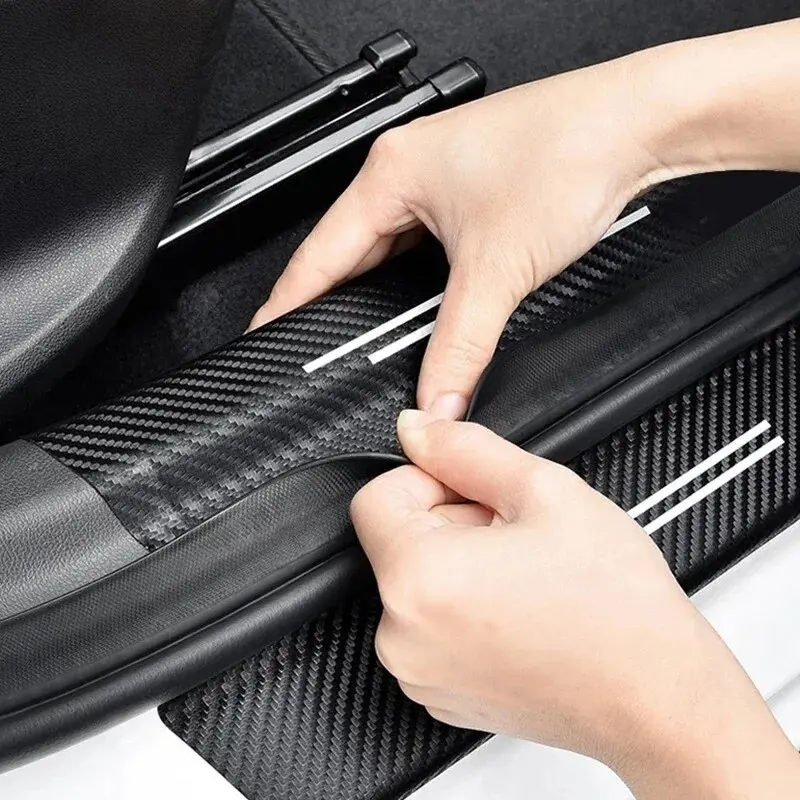 

New Universal Imitation Carbon Fiber Leather Car Door Sill Protection Strip Tough And Durable Decorative Car Sticker Accessories