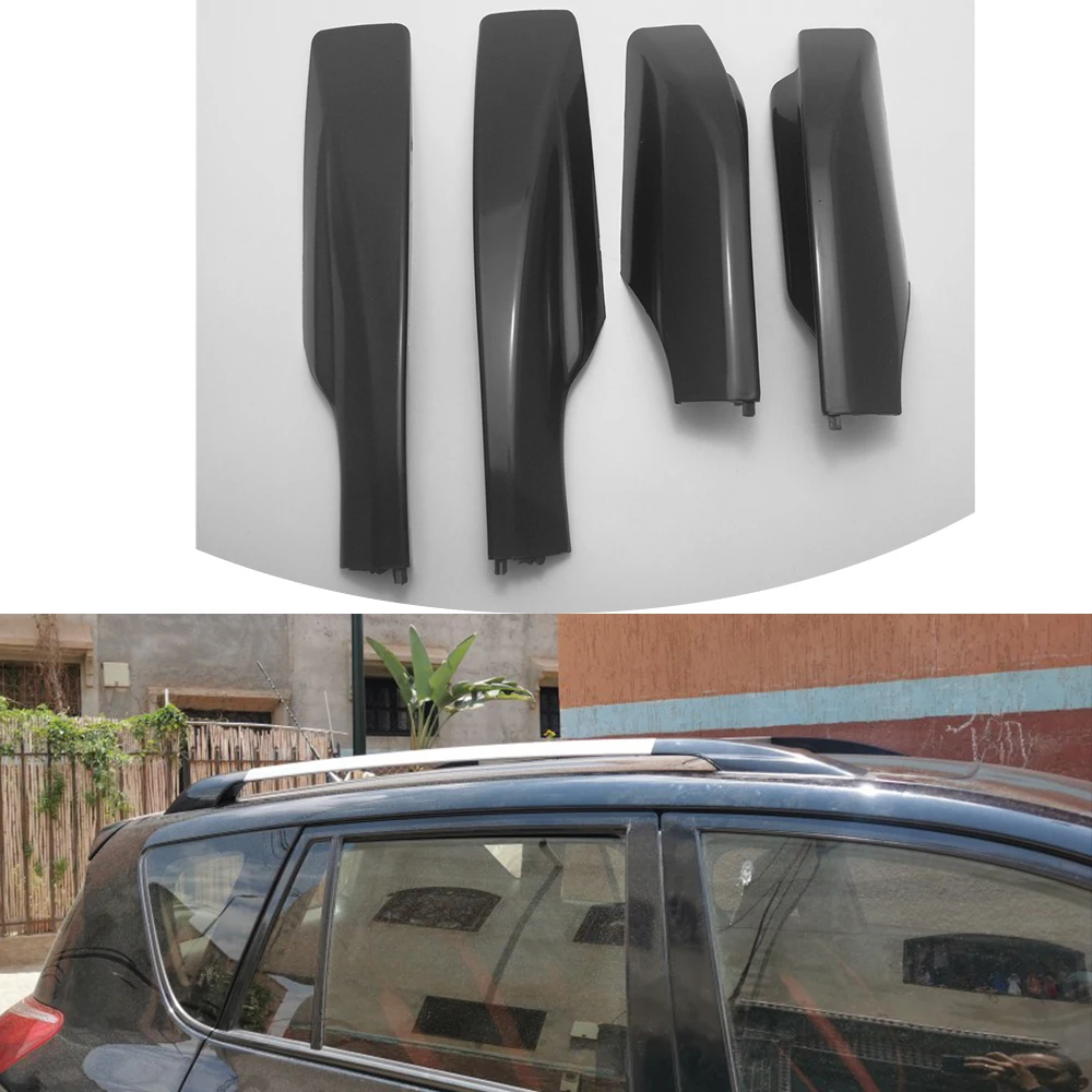 4Pcs ABS Black Roof Rack Bar Luggage Rack Rail End Replacement Cover Shell  For TOYOTA RAV4 XA30 2006 2007 2008 2009 2011 2012