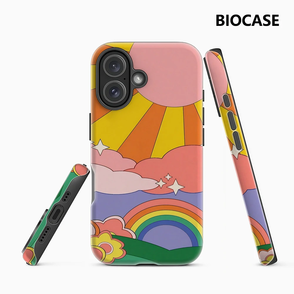 Regenbogen-Blumenlandschaft IPhone 17 Must-Haves Handyhülle für IPhone 17 16 15 14 13 12 11 Pro Max Plus Doppelschichtige Rückseite