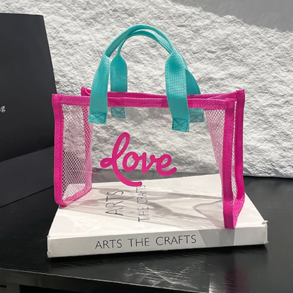 

Fashion All-match PVC Beach Bag Large Capacity Casual Transparent Jelly Bag Summer Mesh Waterproof Handbag Fitness Bag