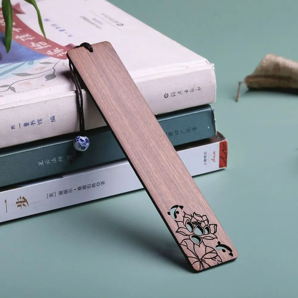 

Портативная деревянная винтажная закладка в китайском стиле, канцелярские принадлежности, нумерация страниц, пруд лотоса, лунный свет, ретро зажим для книг, студенческий