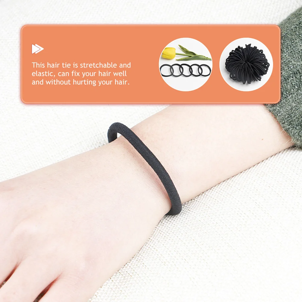 

100Pcs Black Hair Ties Elastic Ponytail Holder Rings for Hair Accessories School Office Festival