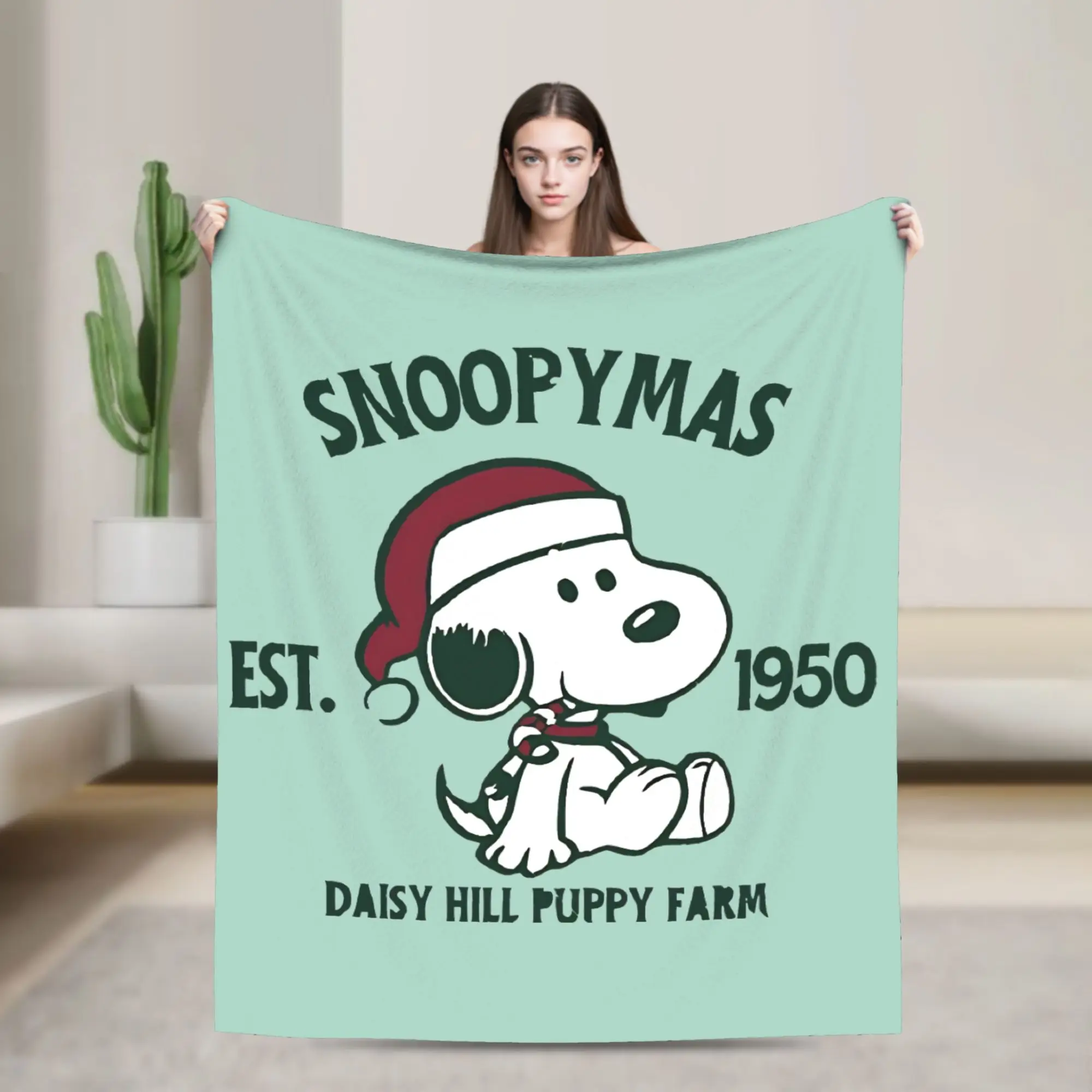 

1950 Snoopy Christmas Blankets Flannel Vintage Soft Throw Blanket for Home Restaurant Autumn/Winter
