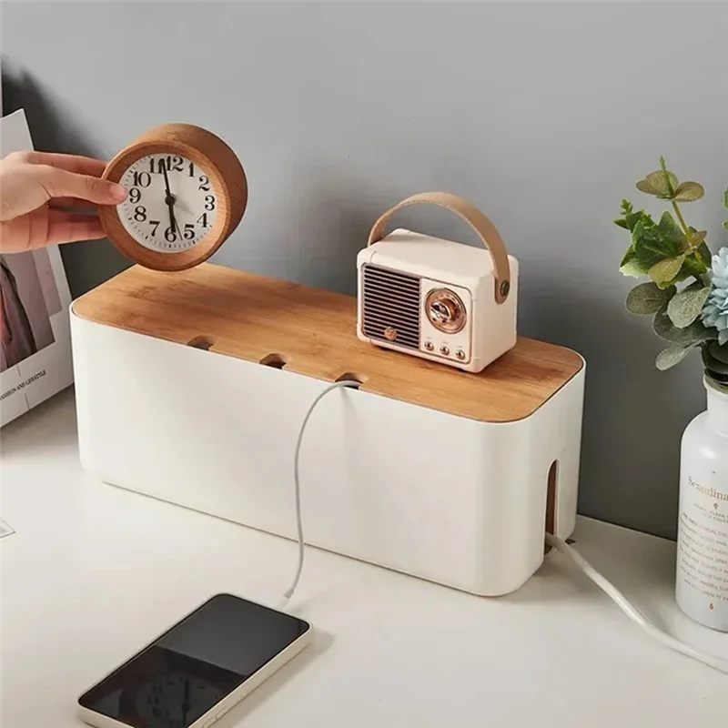 ABDJ-غطاء خشبي صندوق إدارة الكبلات سلك تقاطع مجلس صندوق تخزين إخفاء الأسلاك شرائط الطاقة مكتب صندوق منظم الكمبيوتر