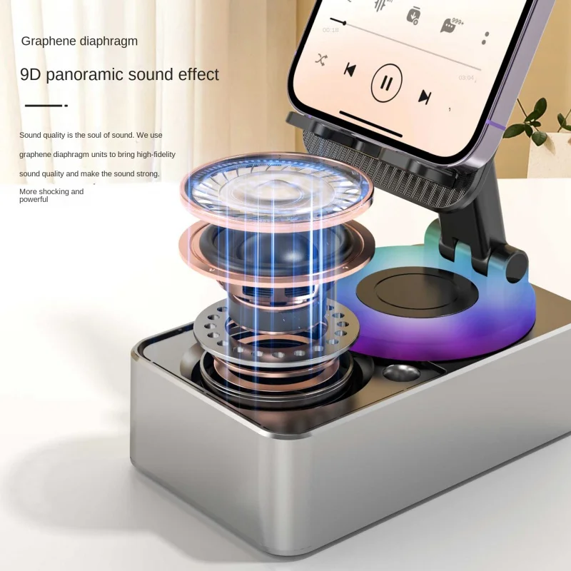 3 In 1 Mobile Phone Bracket Bluetooth Speaker Power Bank Rotating Foldable Lazy Desktop Holder Stand For Cell Phone Tablets IPad